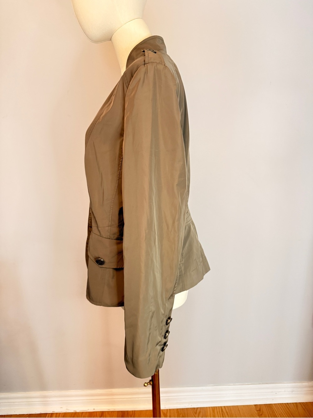 Mario Serrani Italy Utility Blazer Jacket - Khaki Grey (Size 12) - Picture 7 of 10
